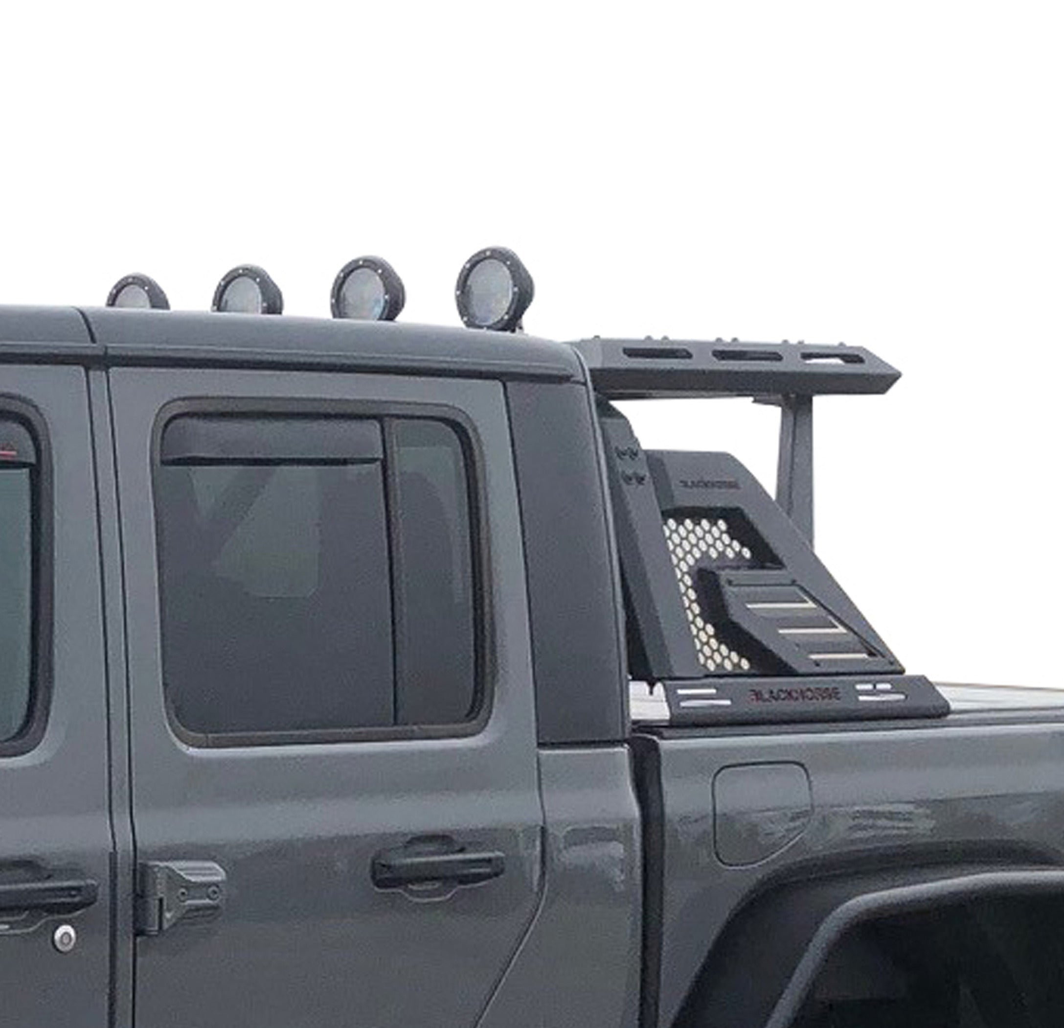 Armour Ii Roll Bar W/Basket Kit 2 sets of 5.3" Dia. Black LED Flood Lights w/ Harness and Switch & 2nd Box: 57.48*4.72*19.68 inch | Black Horse Off Road - Image 1