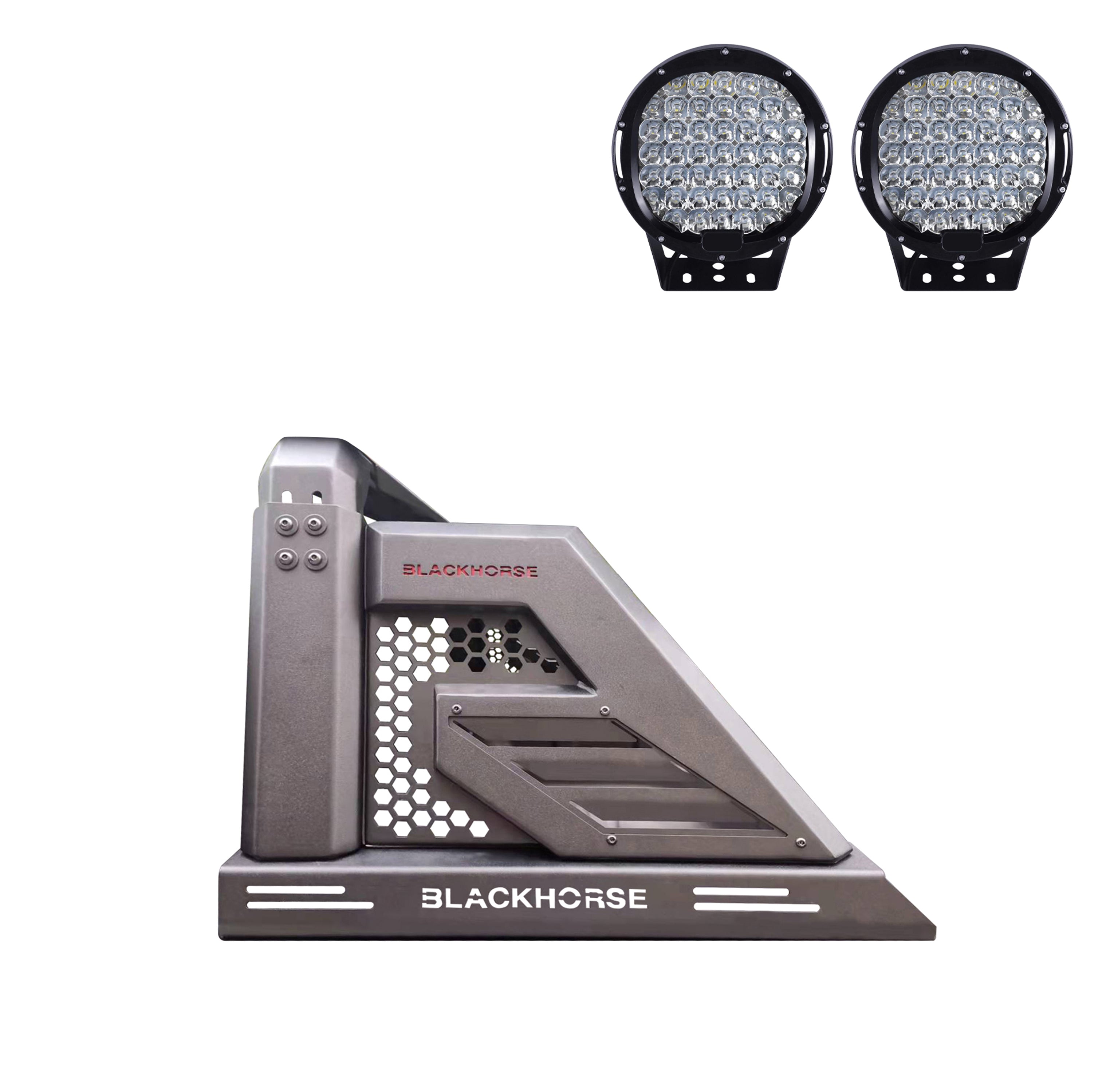 2005-2026 Toyota Tacoma Armour Ii Roll Bar Kit W/ Set of 9" Black Round LED Light | Black Horse Off Road - Image 1