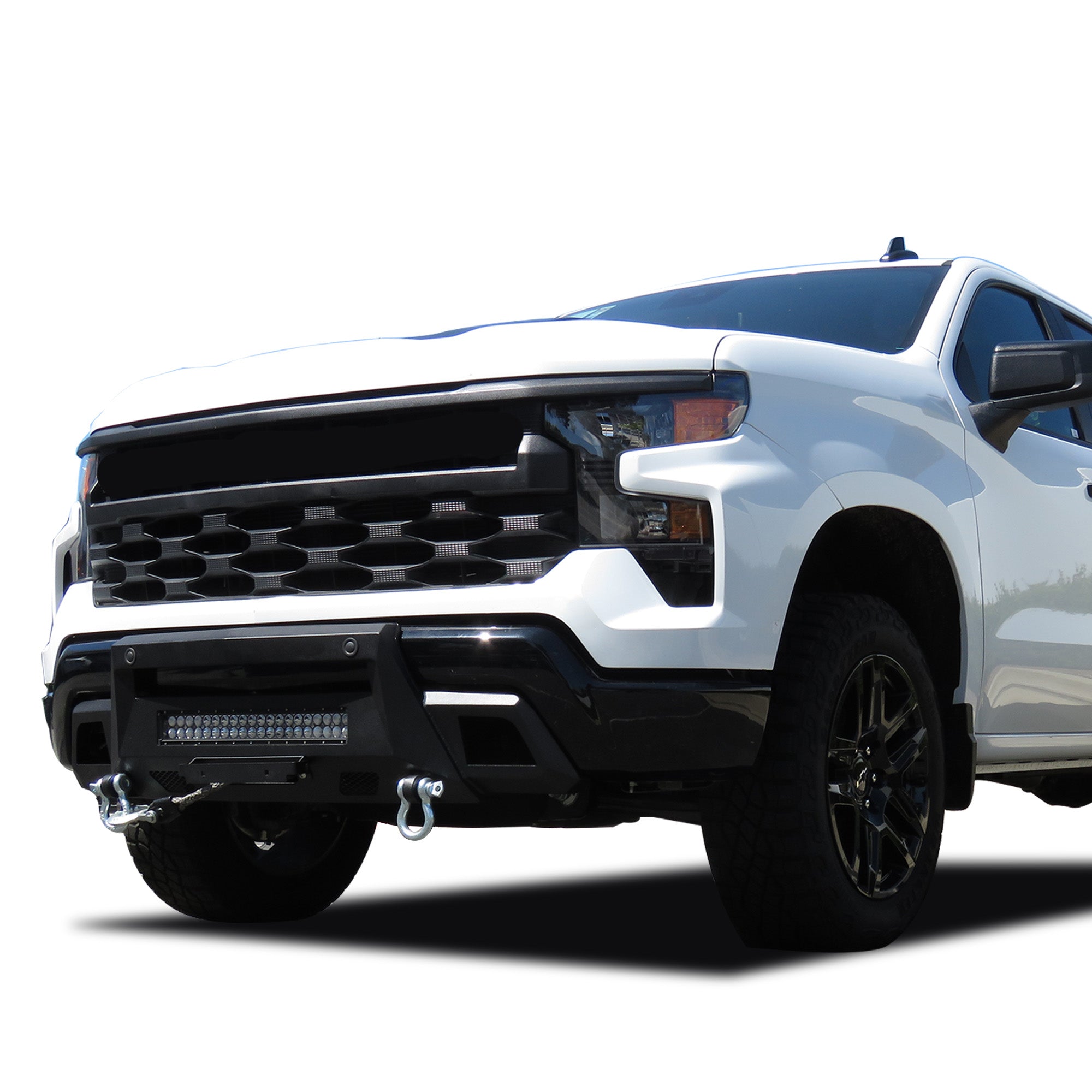2022-2026 Chevrolet Silverado 1500 Armour Iii Heavy Duty Front Winch Bumper Kit & Winch Comes with 20" Single Row Light Bar & 12K Synthetic Rope Winch | Black Horse Off Road - Image 7