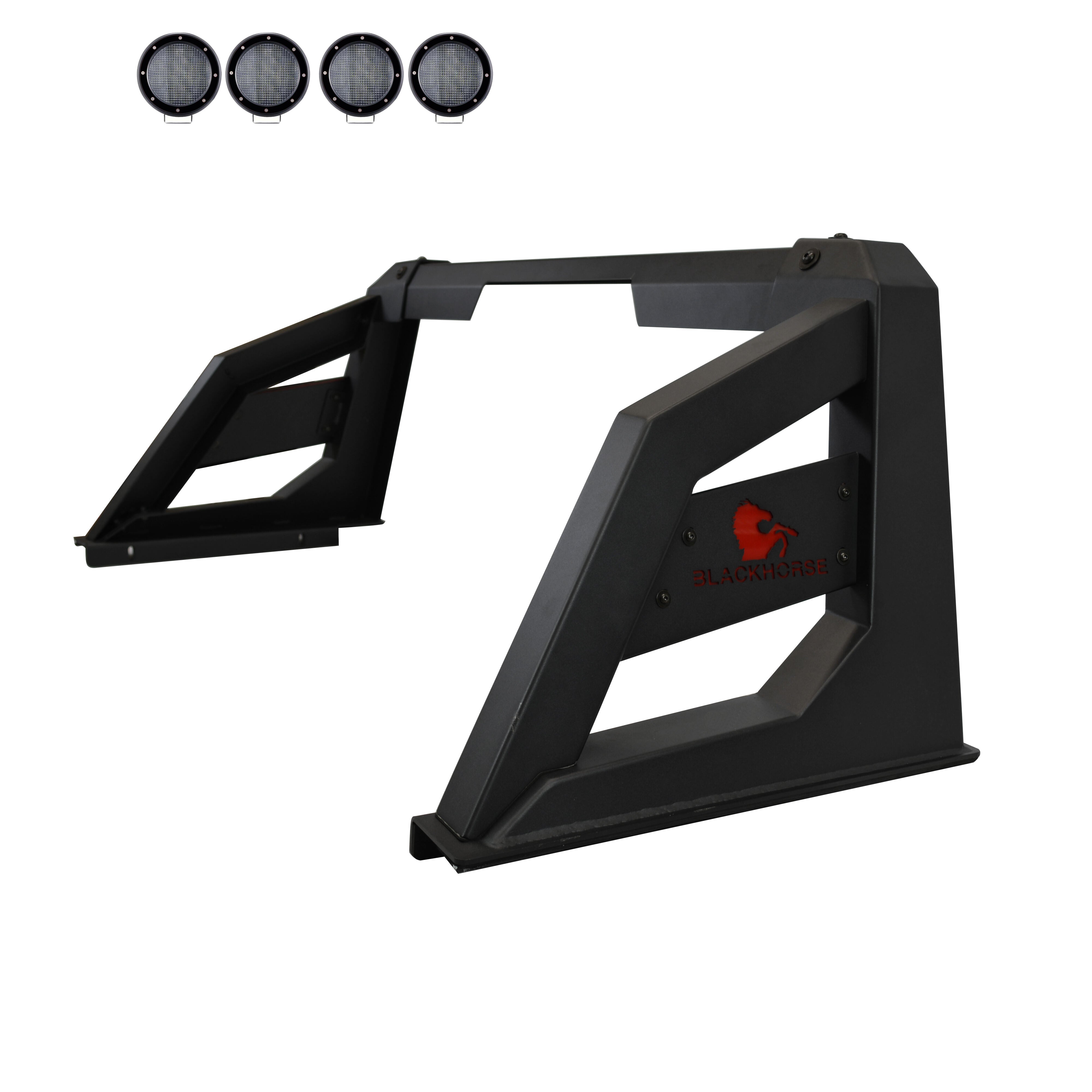 2005-2021 Nissan Frontier Armour Roll Bar Kit 2 sets of 5.3" Dia. Black LED Flood Lights w/ Harness and Switch | Black Horse Off Road - Image 9