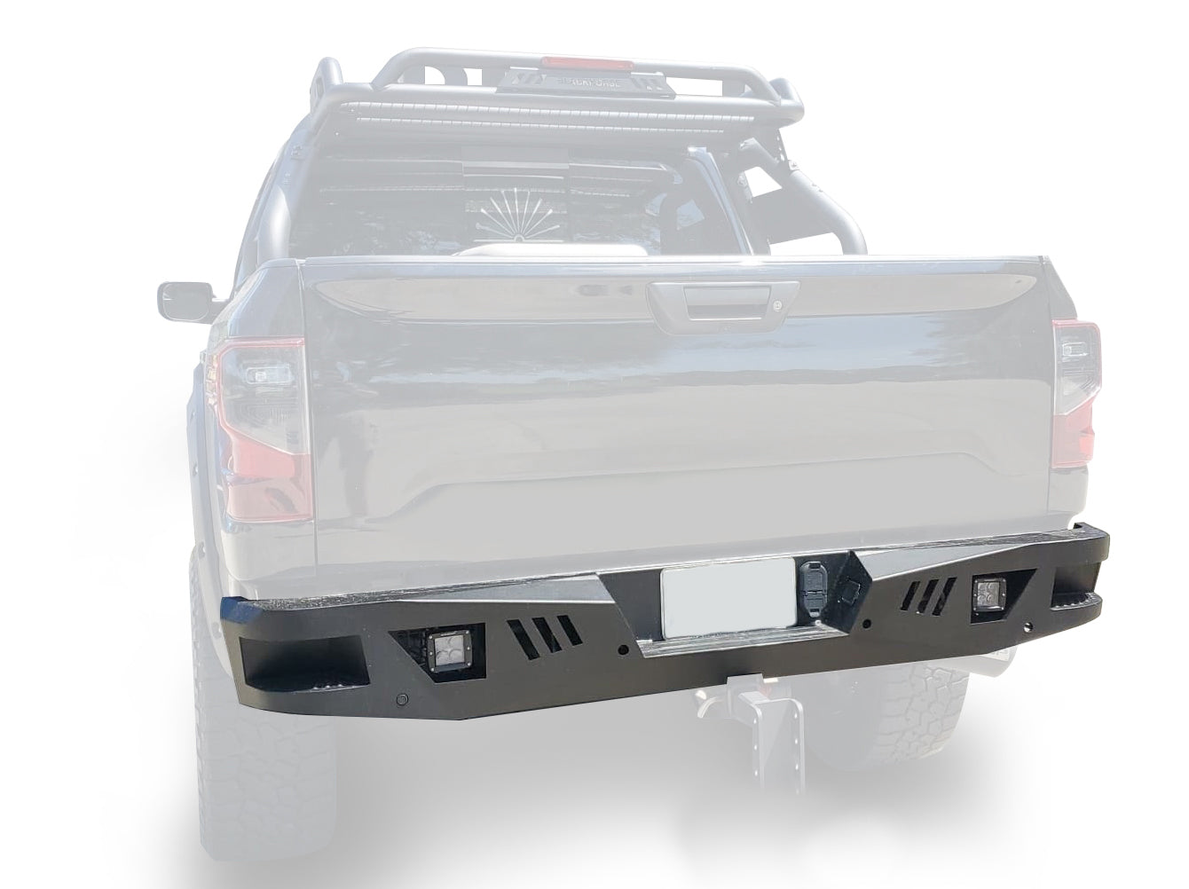 2016-2024 Nissan Titan Xd Armour Heavy Duty Rear Bumper Kit Includes 1 set of 4in cube lights | Black Horse Off Road - Image 10