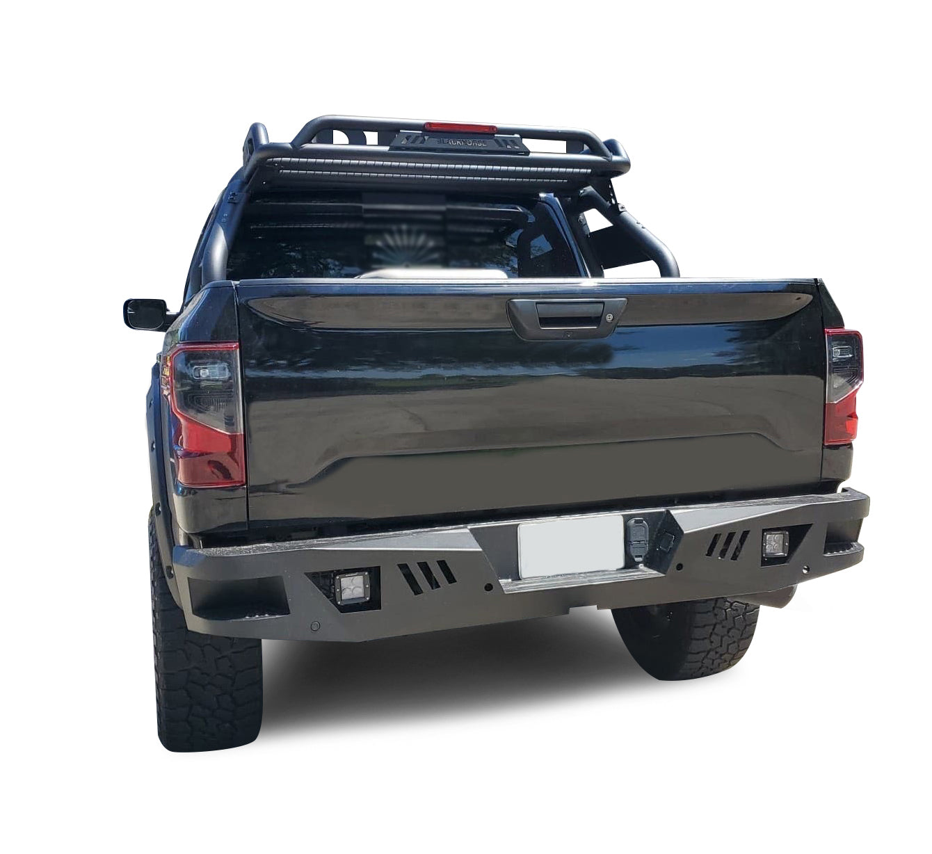 2016-2024 Nissan Titan Xd Armour Heavy Duty Rear Bumper Kit Includes 1 set of 4in cube lights | Black Horse Off Road - Image 8
