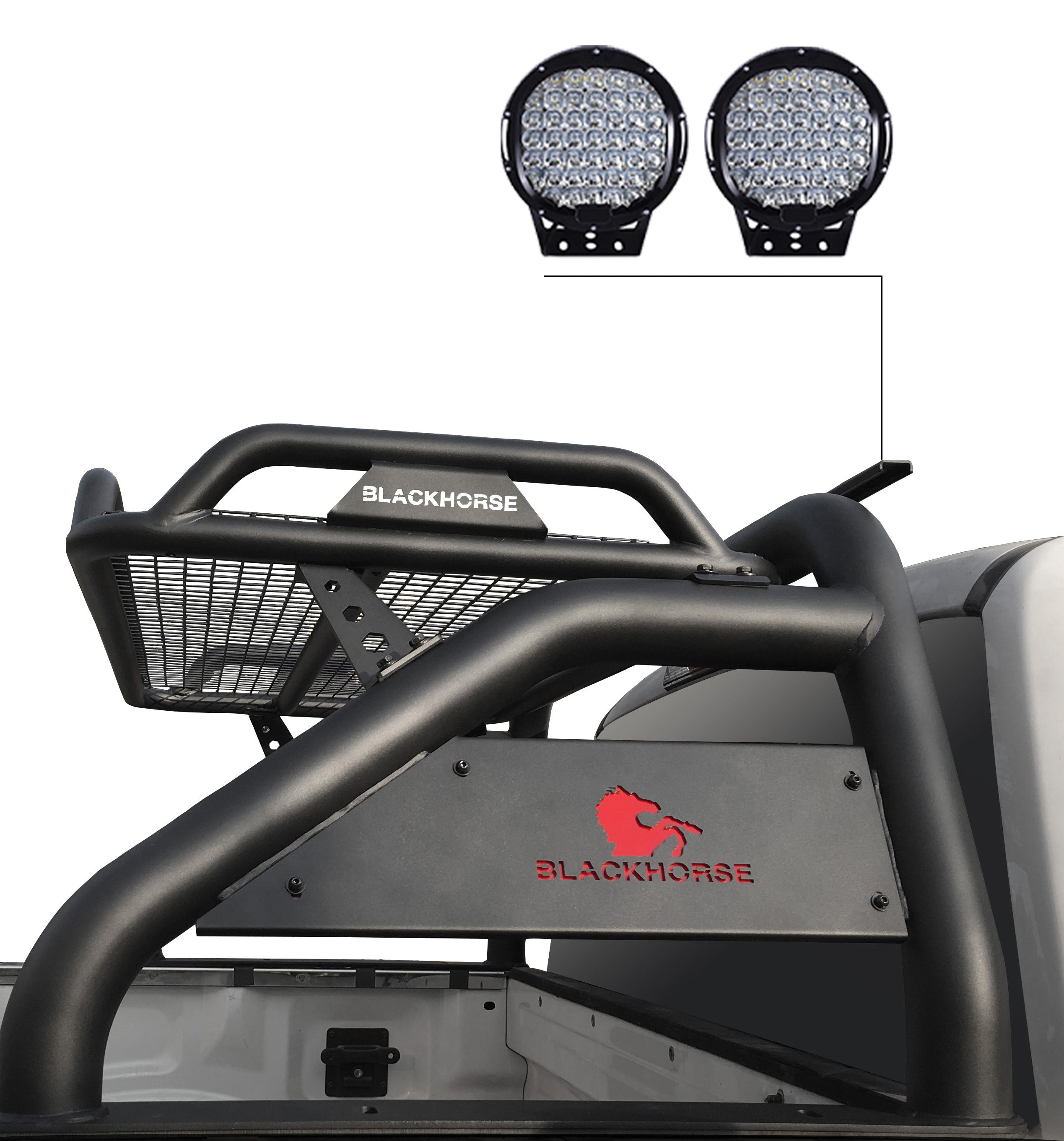 2005-2021 Nissan Frontier Atlas Roll Bar Kit W/ Set of 9" Black Round LED Light | Black Horse Off Road - Image 2