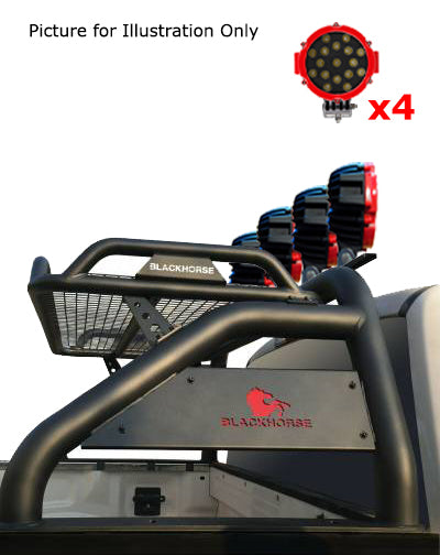 2005-2021 Nissan Frontier Atlas Roll Bar Kit Incl. 2 pairs of 7.0"Dia. LED Lights w/Red Trim Rings w/ Wiring Harness and Switch | Black Horse Off Road - Image 2