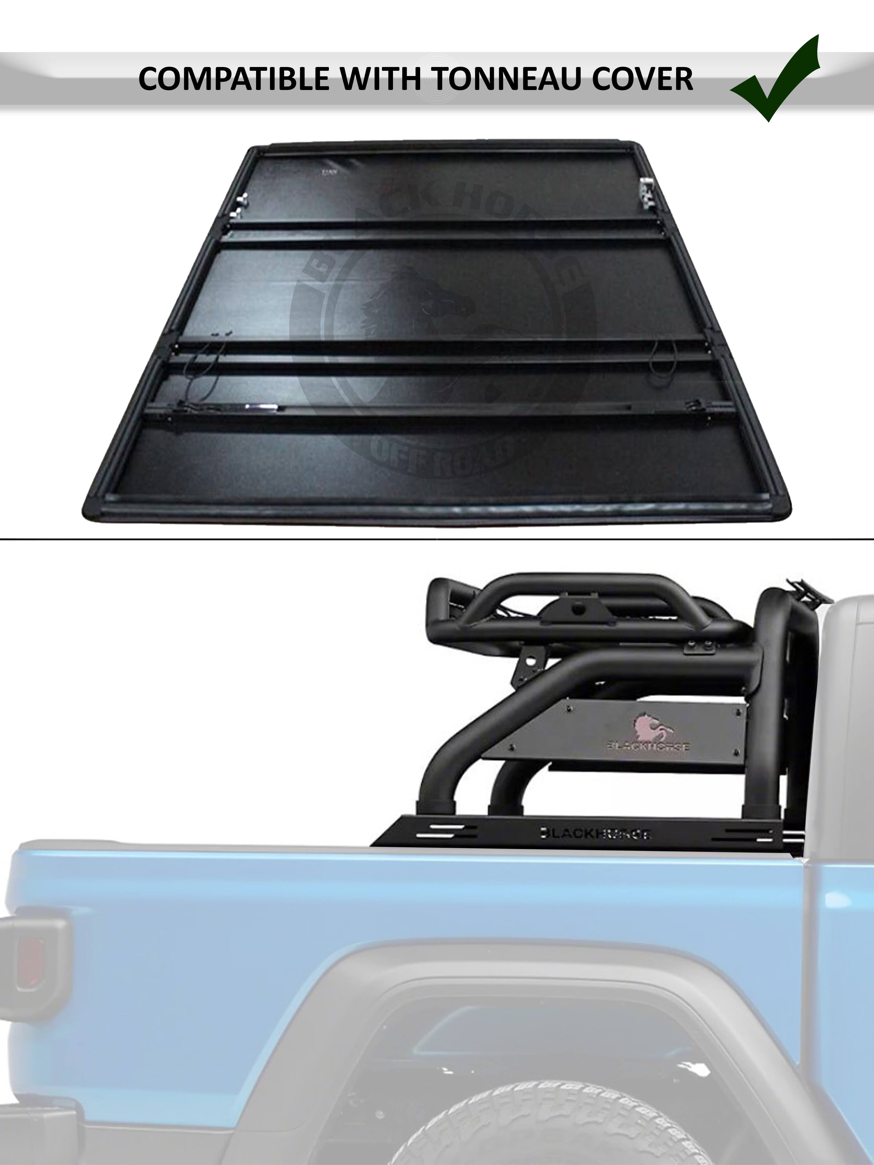 2015-2026 Canyon Atlas Roll Bar Kit 2 sets of 5.3" Dia. Black LED Flood Lights w/ Harness and Switch | Black Horse Off Road - Image 5