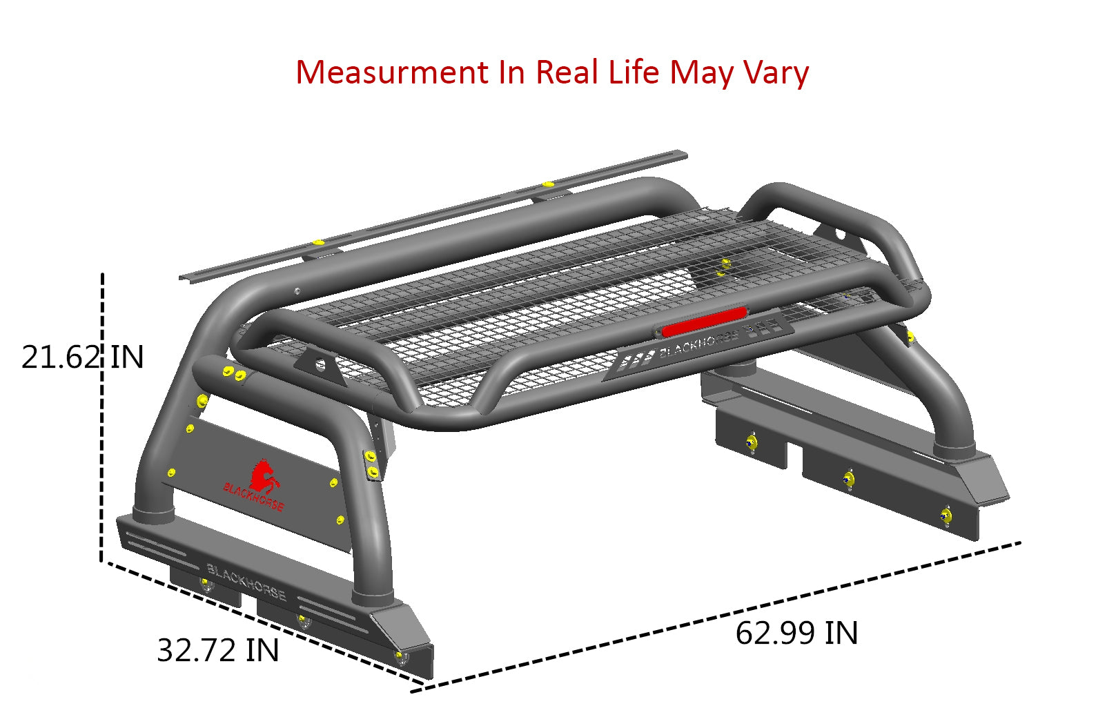 2005-2026 Toyota Tacoma Atlas Roll Bar Kit Incl. 2 pairs of 7.0"Dia. LED Lights w/Red Trim Rings w/ Wiring Harness and Switch | Black Horse Off Road - Image 2