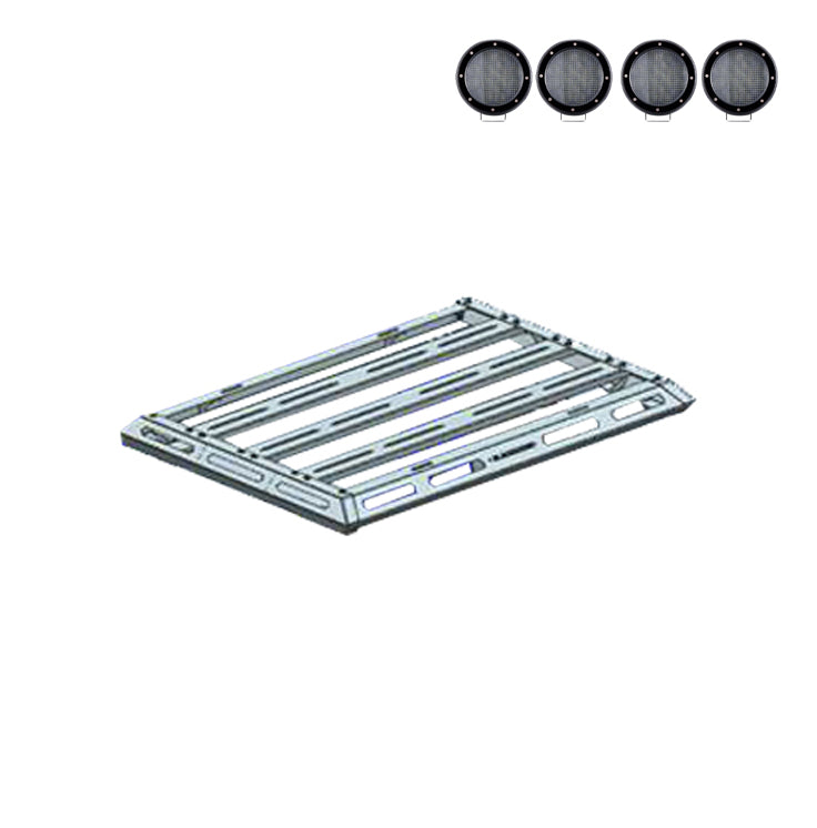 Armour Ii Basket Kit 2 sets of 5.3" Dia. Black LED Flood Lights w/ Harness and Switch | Black Horse Off Road - Image 10