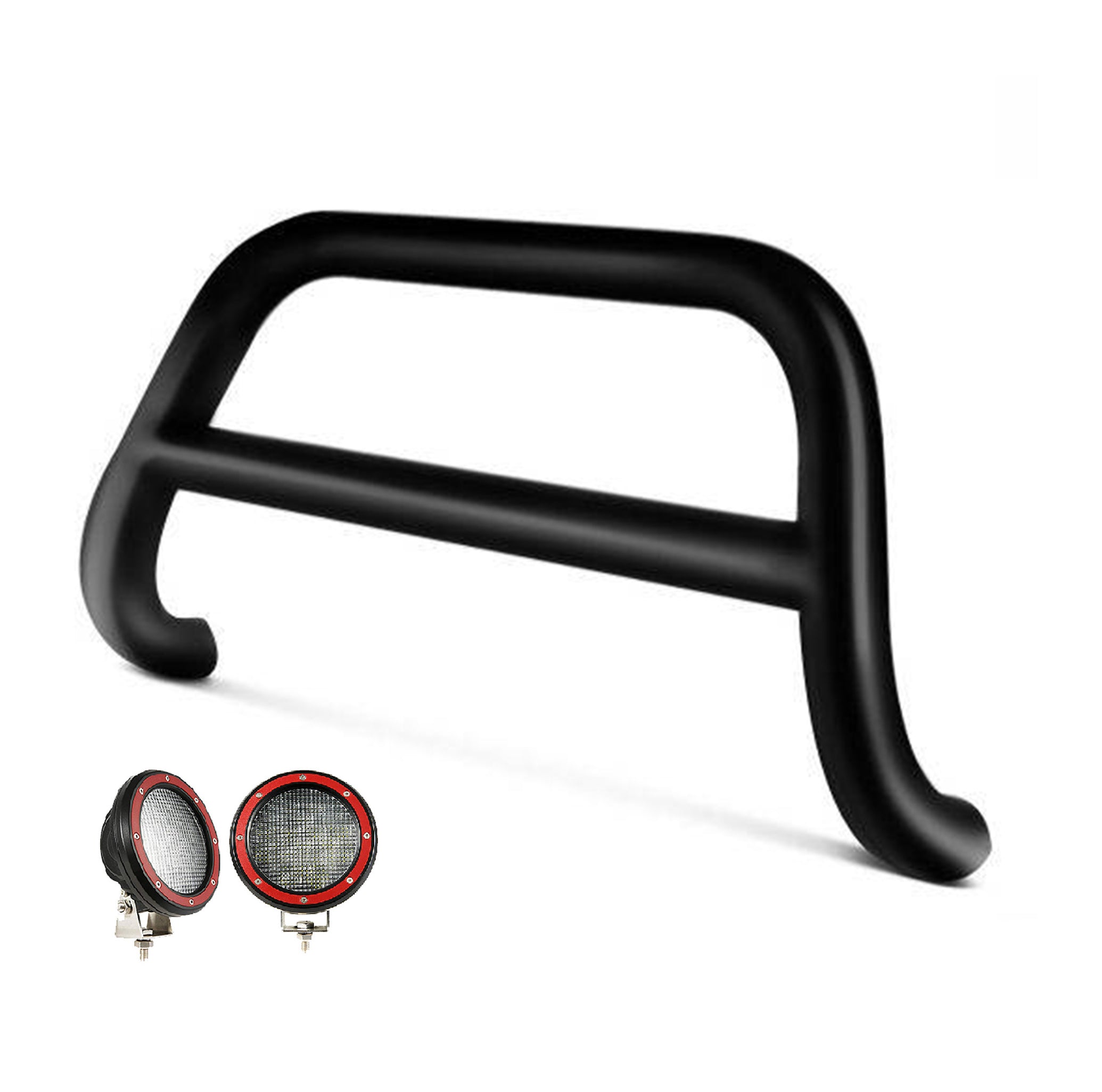 2016-2017 Toyota Rav4 A Bar Kit Pair of 5.3" Dia. LED Flood Lights w/ Red Trim Rings Wiring Harness and Switch | Black Horse Off Road - Image 1