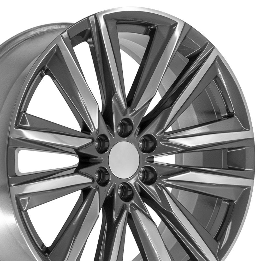 OE Wheels CA91 24x10 Gloss Gunmetal with Polished Face replica wheel