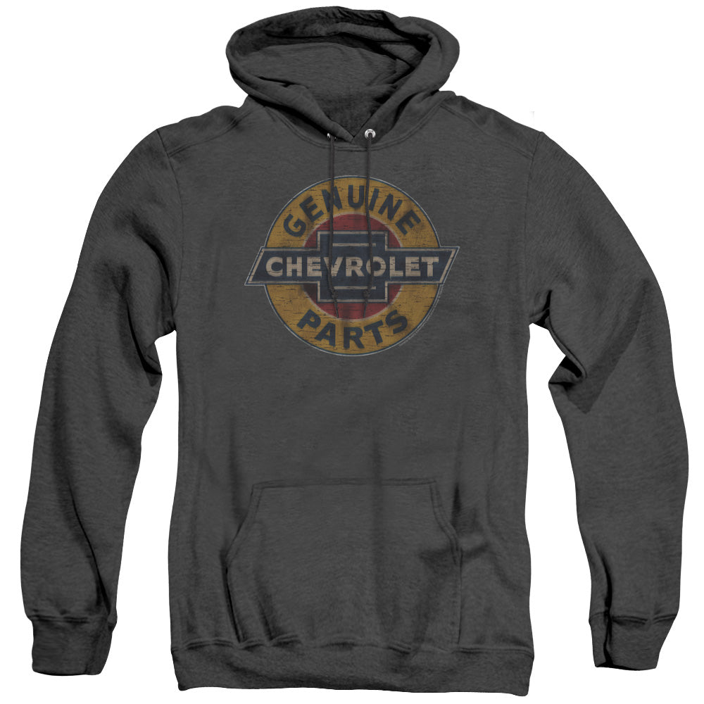 Chevrolet Genuine Chevy Parts Distressed Sign-Adult Heather Hoodie-Black