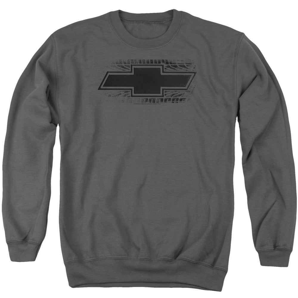 Chevrolet Bowtie Burnout-Adult Crewneck Sweatshirt-Charcoal