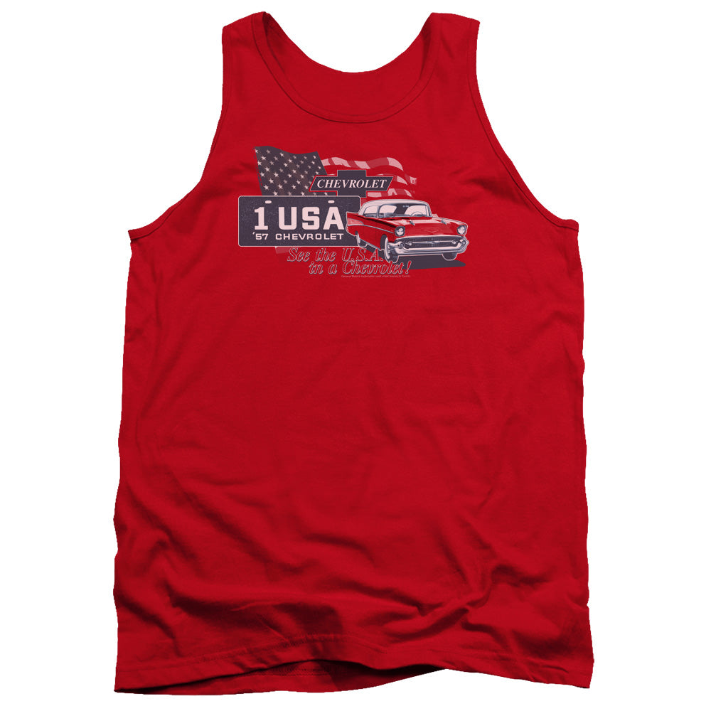 Chevrolet See The USA-Adult Tank Top-Red