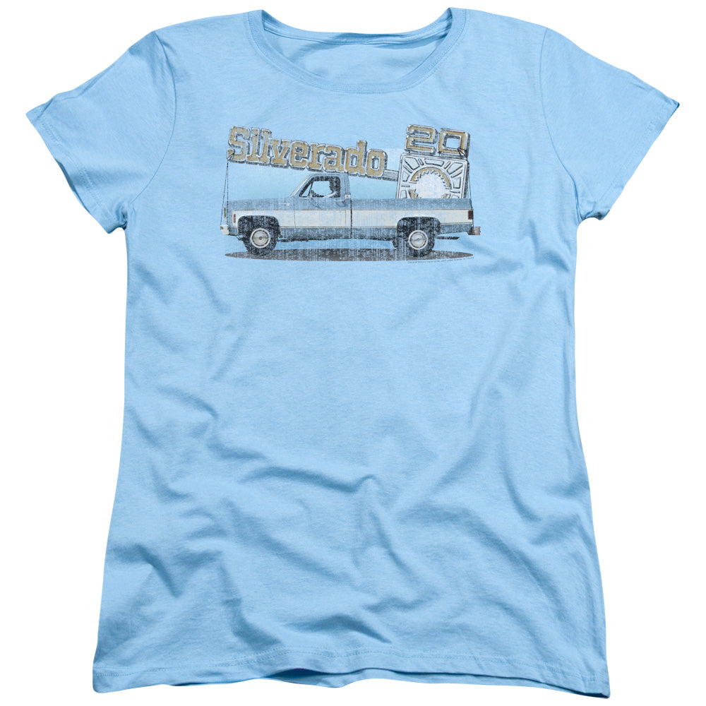 Chevrolet Old Silverado Sketch-Women's Short Sleeve-Light Blue