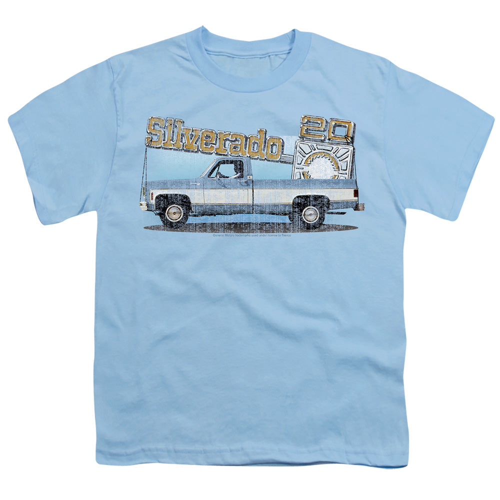 Chevrolet Old Silverado Sketch Youth Tee - Light Blue Short Sleeve