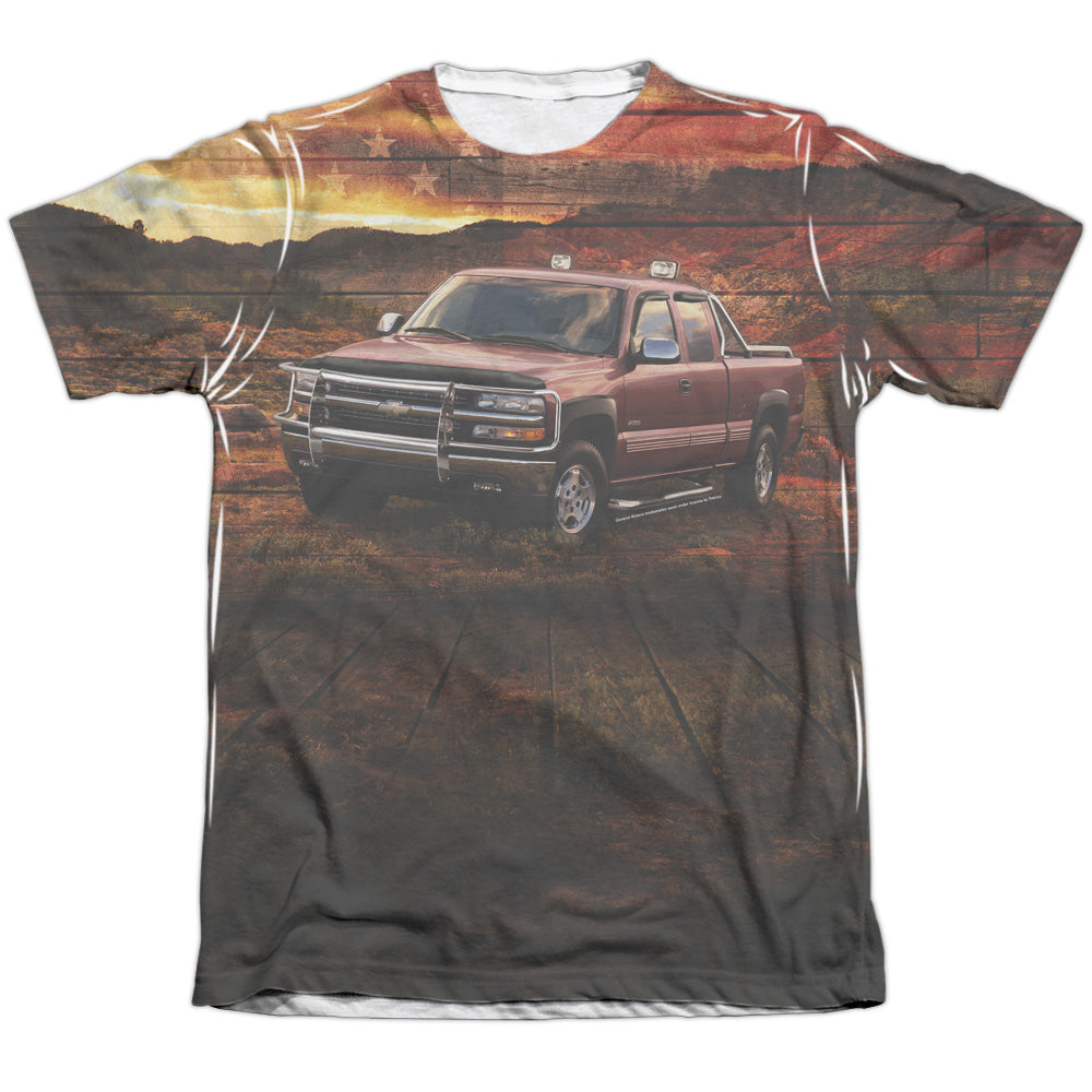 Chevrolet Silverado in the Mud-Adult Regular Fit Short Sleeve 65/35 Poly/Cotton-White