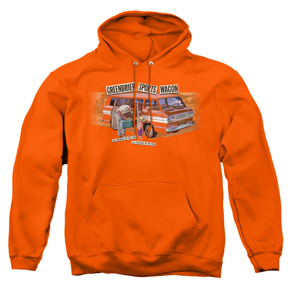Chevrolet Greenbrier Corvair Sport Wagon-Adult Pullover Hoodie-Orange