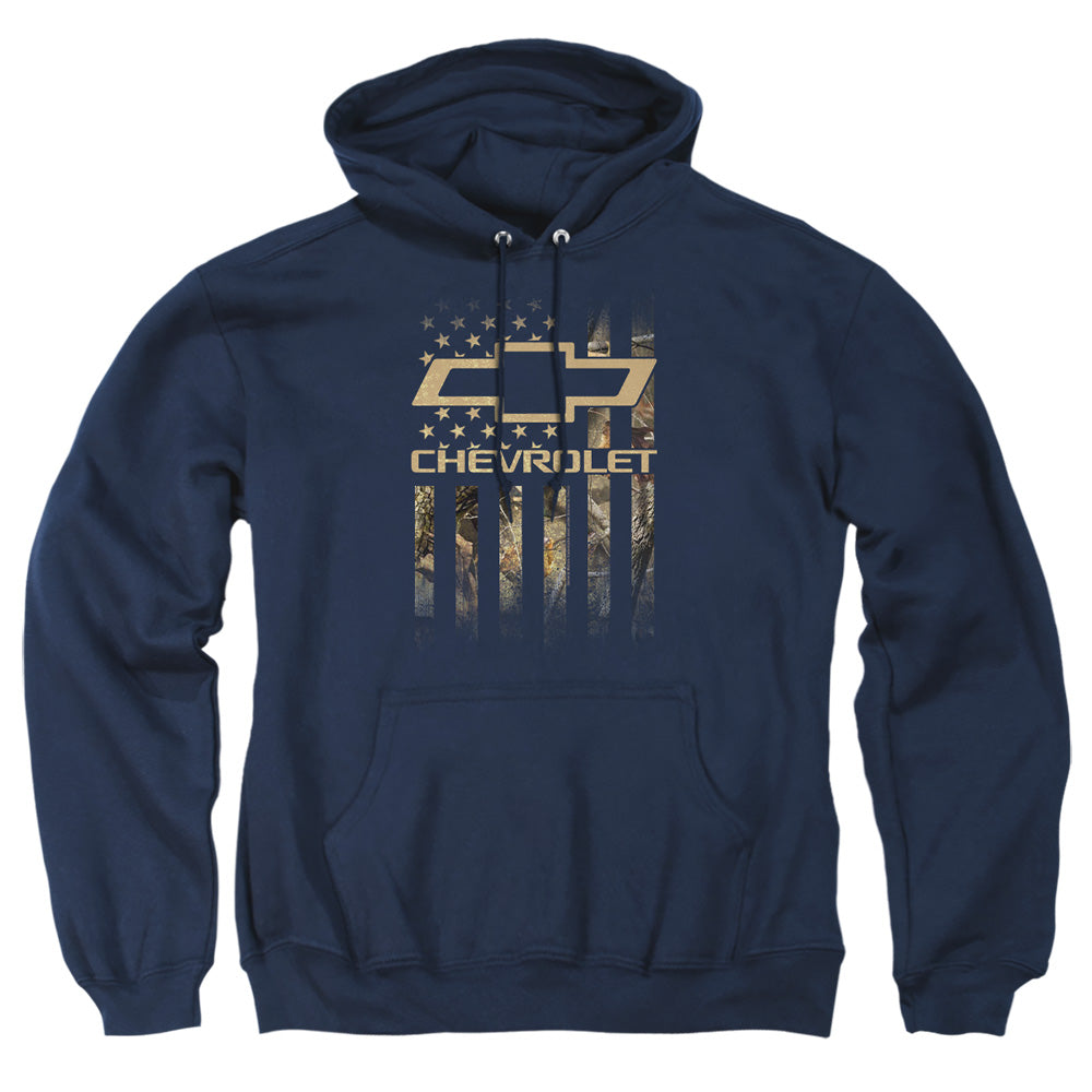 Chevrolet Camo Flag-Adult Pullover Hoodie-Navy