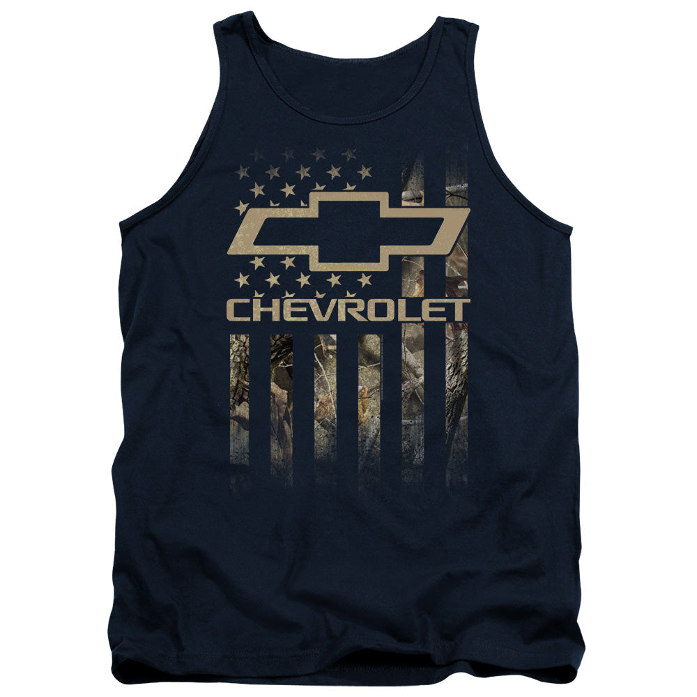 Chevrolet Camo Flag-Adult Tank Top-Navy