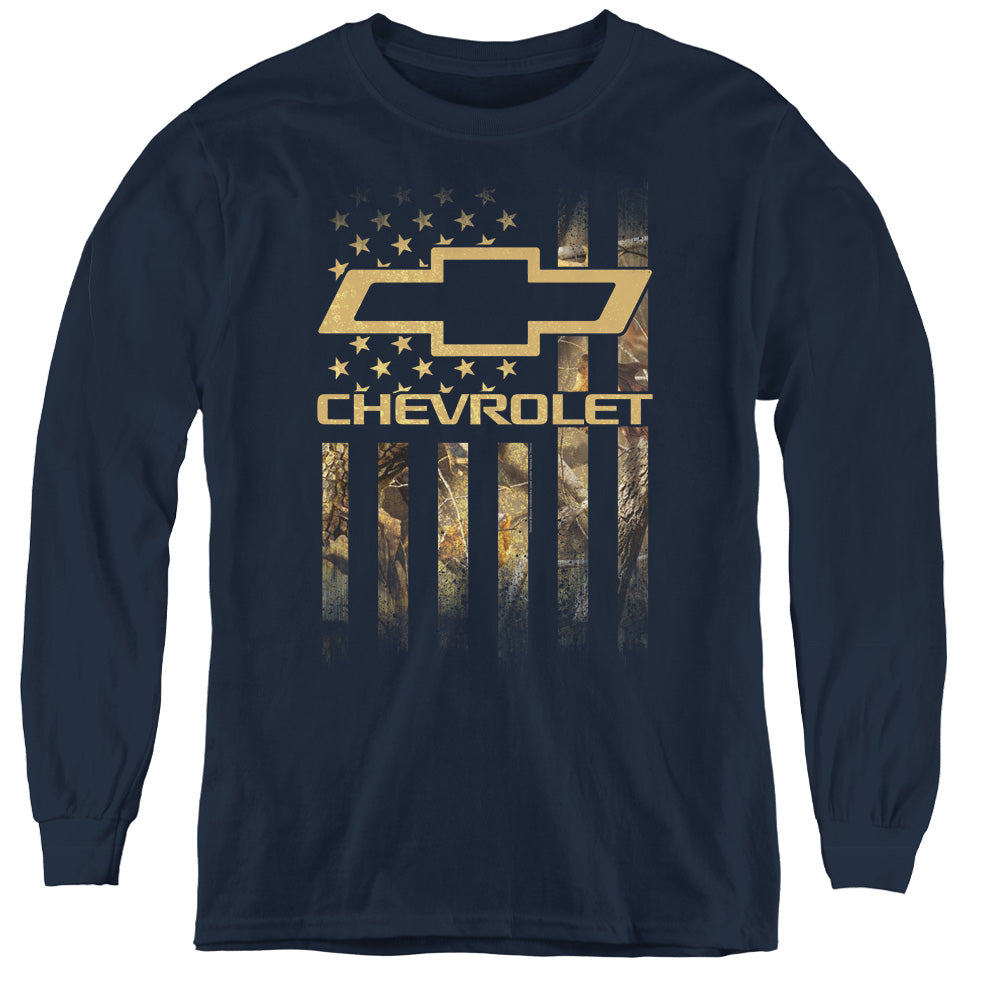 Chevrolet Camo Flag-L/S Youth-Navy