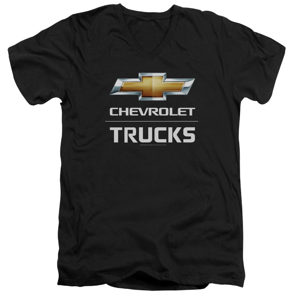 Chevrolet Trucks-Adult Slim Fit V Neck Cotton-Black