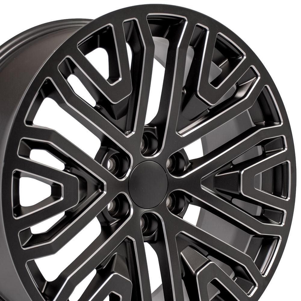 OE Wheels CV37 22x9 Satin Black with Milled Edge replica wheel