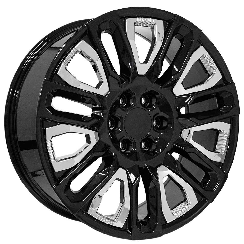 OE Wheels CV57 22x9 Gloss Black with Chrome Insert replica wheel