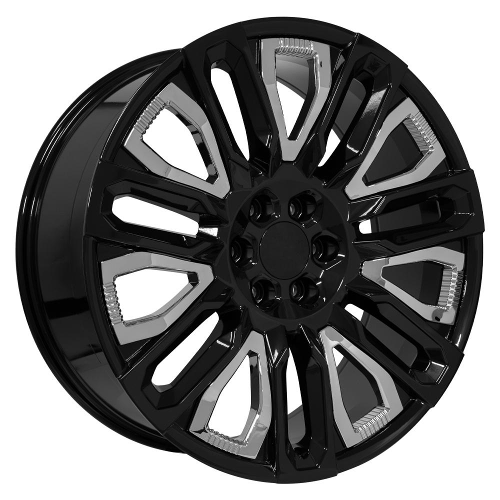 OE Wheels CV57 24x10 Gloss Black with Chrome Insert replica wheel