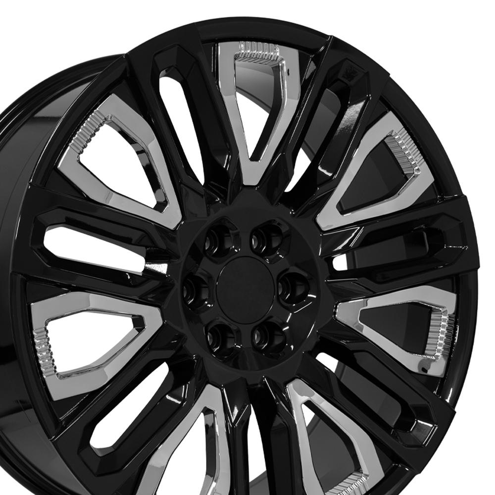OE Wheels CV57 24x10 Gloss Black with Chrome Insert replica wheel