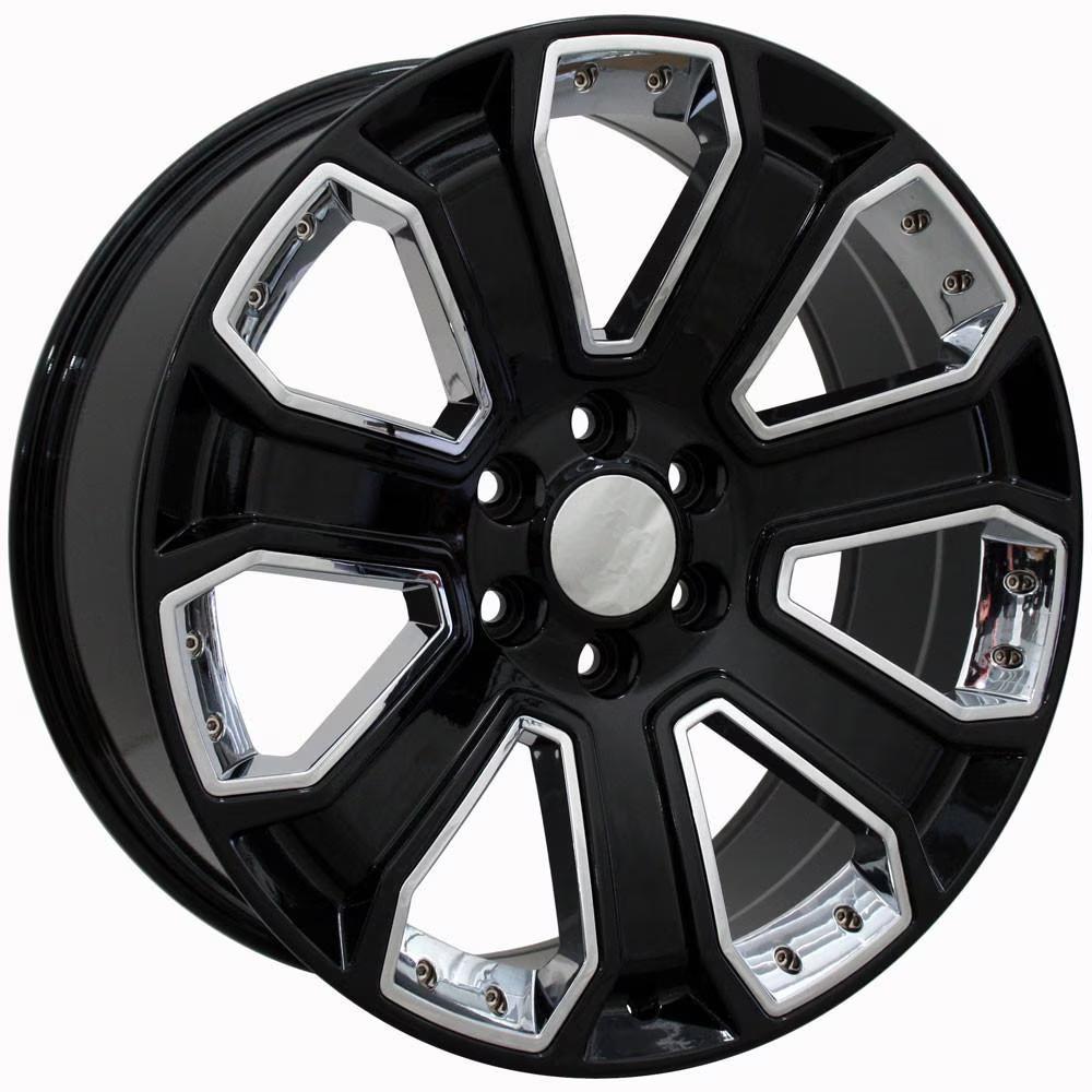OE Wheels CV93B 22x9 Gloss Black with Chrome Insert replica wheel