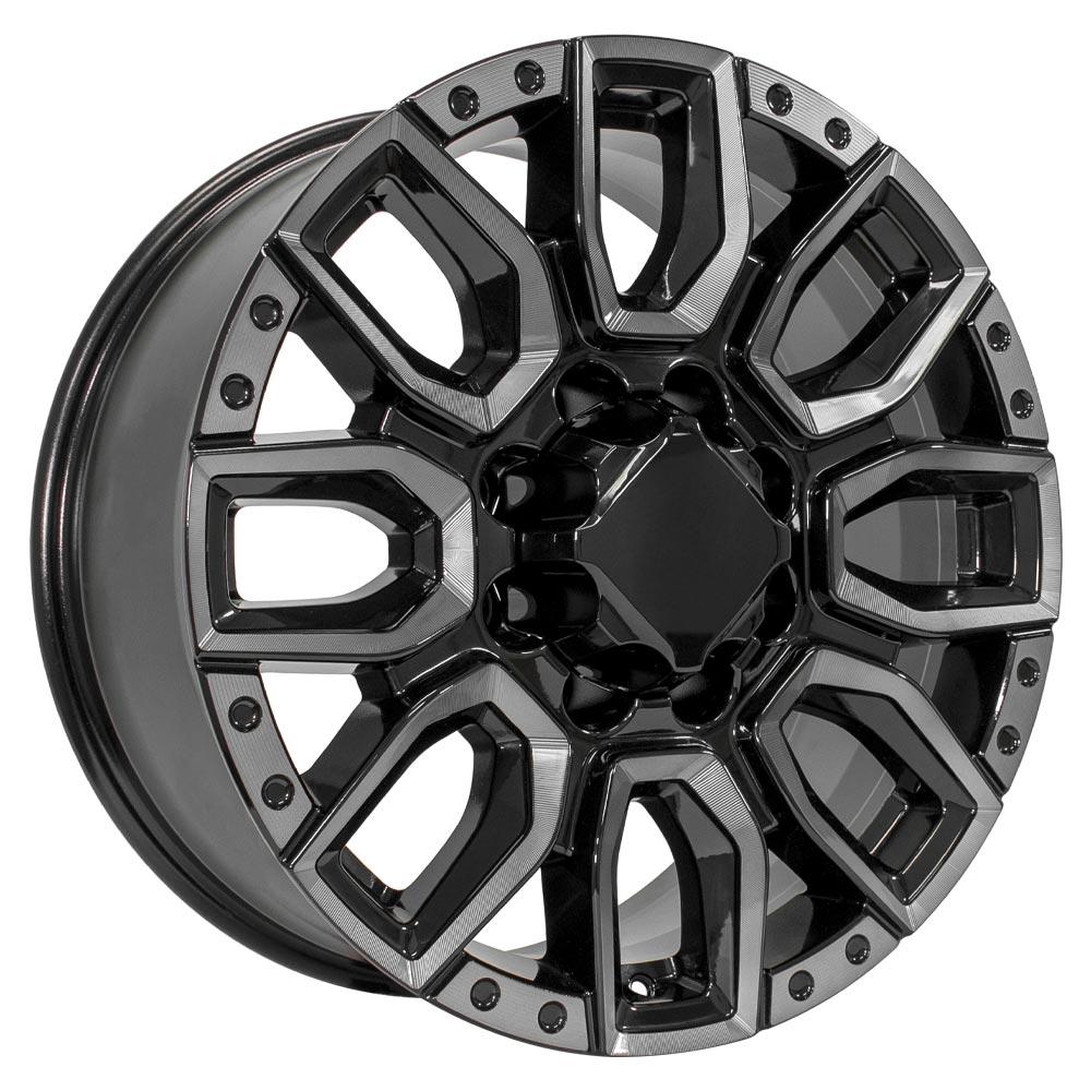 OE Wheels CV97B 20x8.5 Gloss Black with Milled Edge with Tinted Clear replica wheel