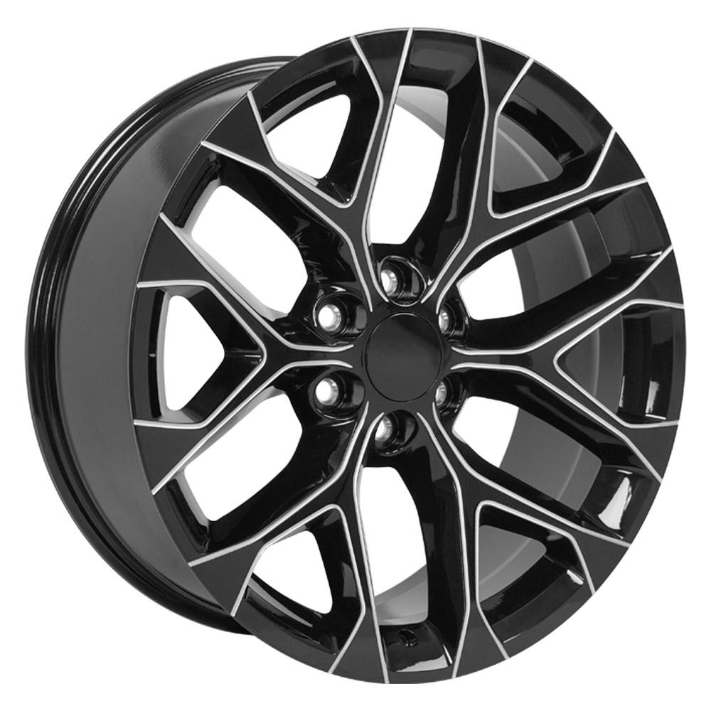 OE Wheels CV98B 22x9 Gloss Black with Milled Edge replica wheel