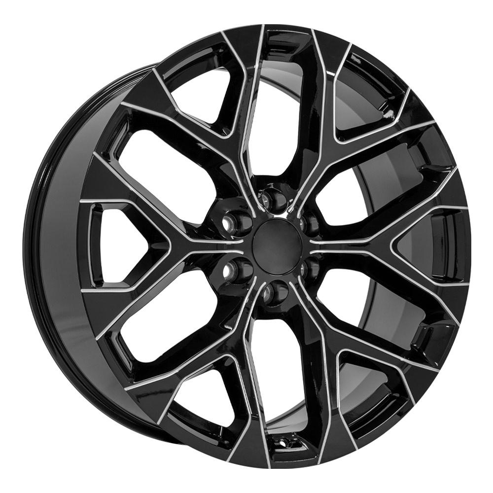OE Wheels CV98B 24x10 Gloss Black with Milled Edge replica wheel