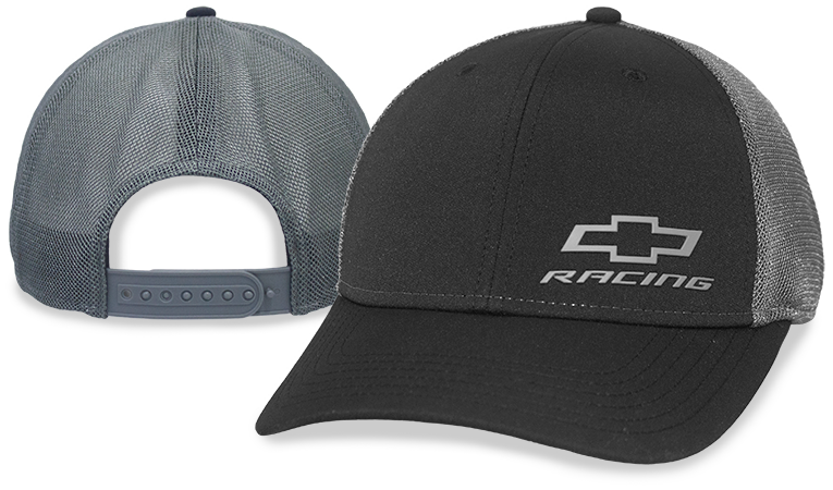 chevy-racing-bowtie-black-grey-mesh-performance-fabric-hat-cap