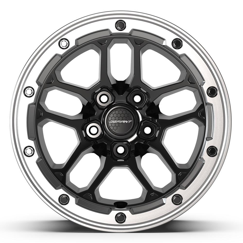 Set of 4 Defiant DF01 17x8 Gloss Black with Milled Edge wheel, 5x127, +12mm offset
