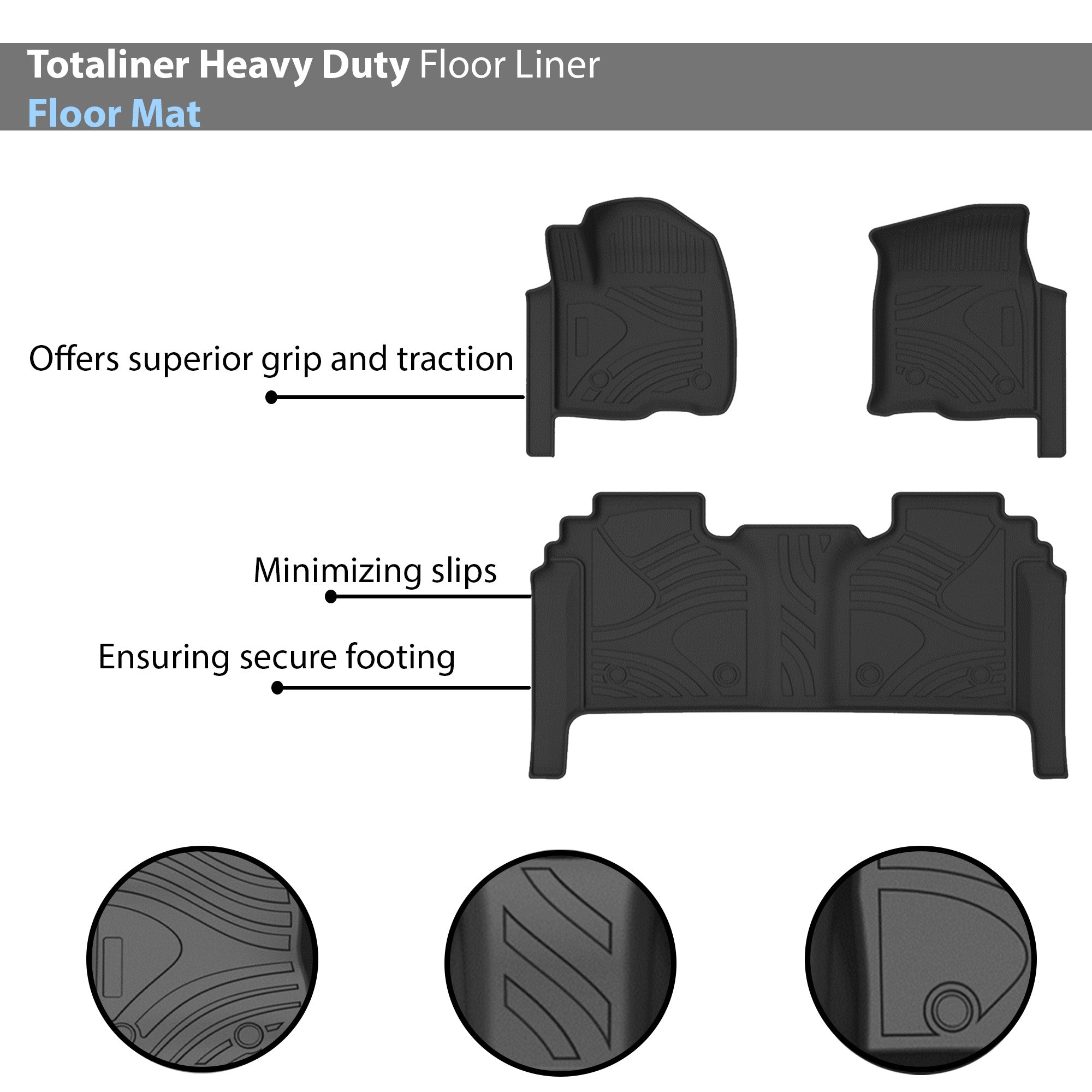 2019-2024 Chevrolet Silverado 1500 Totaliner Heavy Duty Floor Liner Anti-Skid | Black Horse Off Road - Image 4