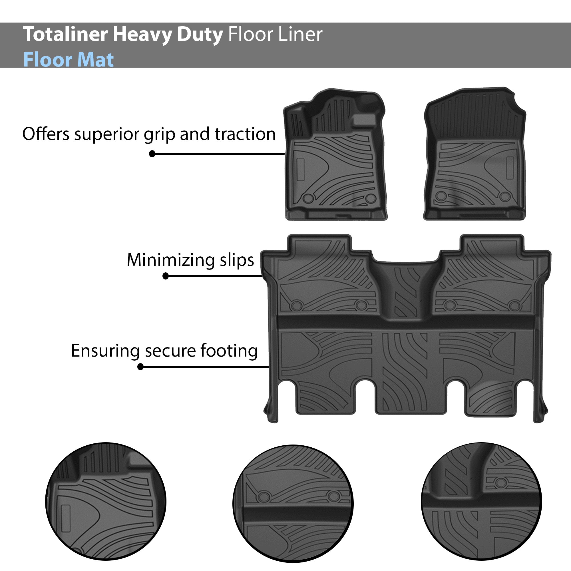 2015-2021 Toyota Tundra Totaliner Heavy Duty Floor Liner Anti-Skid | Black Horse Off Road - Image 3