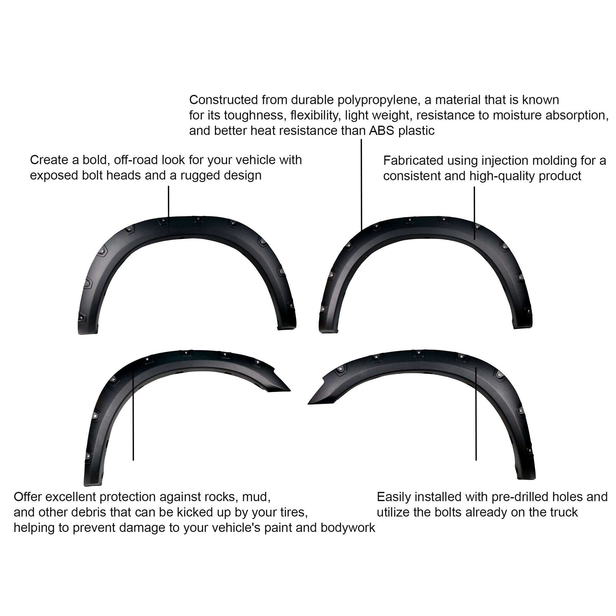 2010-2018 Dodge Ram 2500 Fender Flares Riveted Style | Black Horse Off Road - Image 6