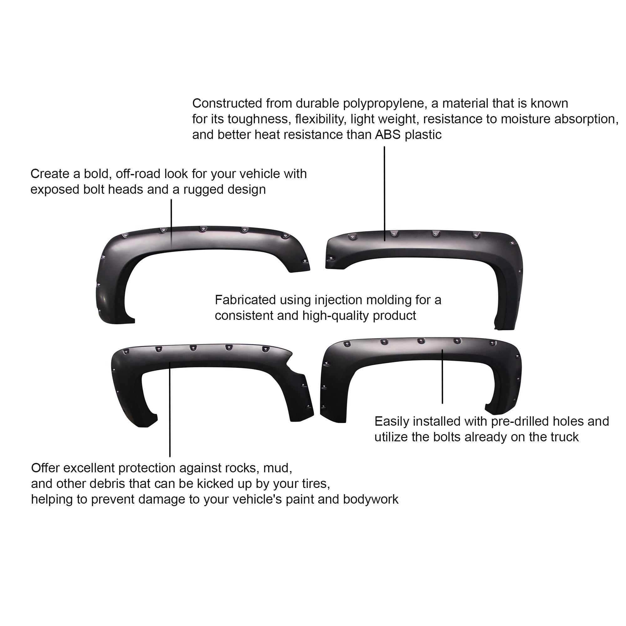 2003-2006 Chevrolet Silverado 1500 Fender Flares Riveted Style | Black Horse Off Road - Image 2
