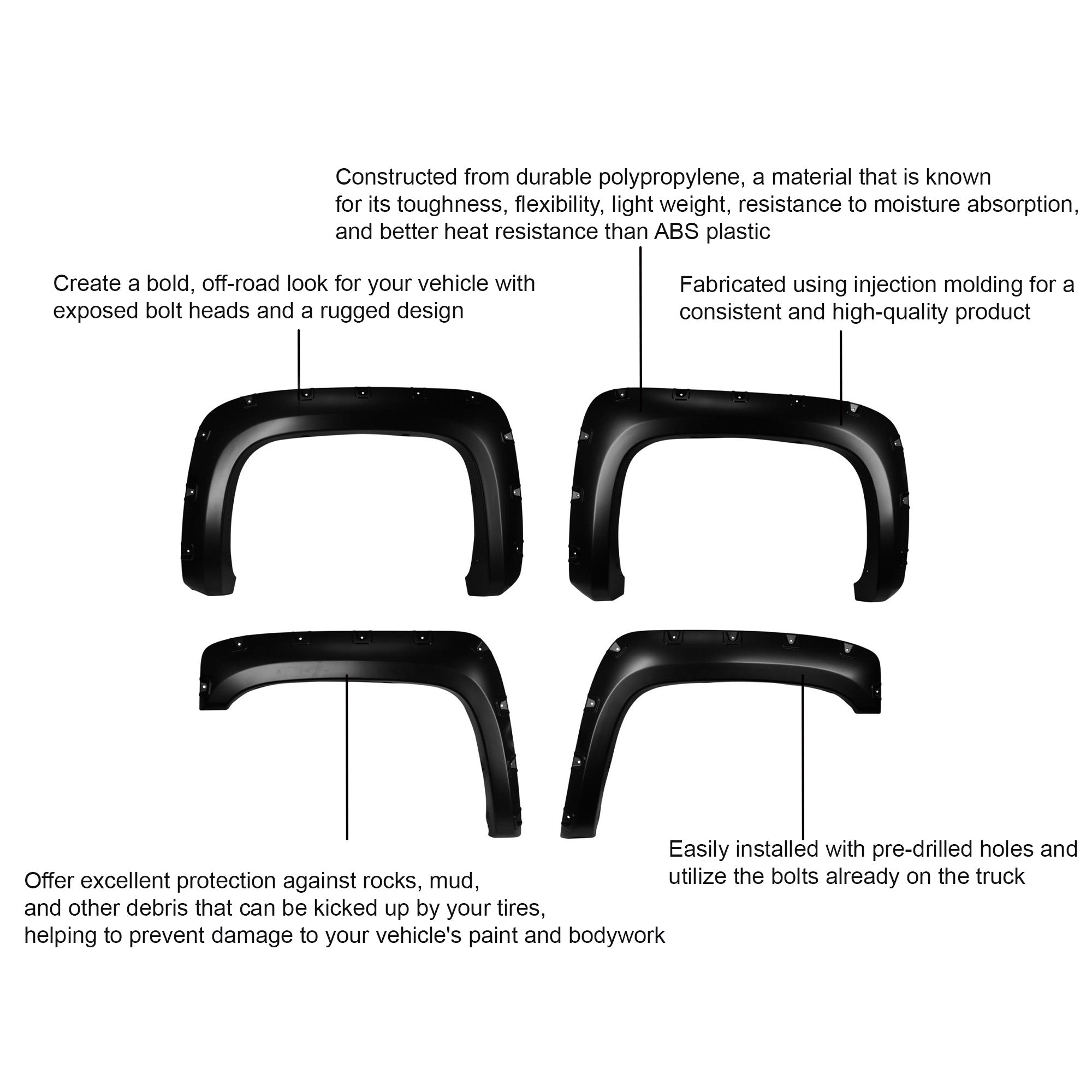 2007-2014 Chevrolet Silverado 1500 Fender Flares Riveted Style | Black Horse Off Road - Image 9