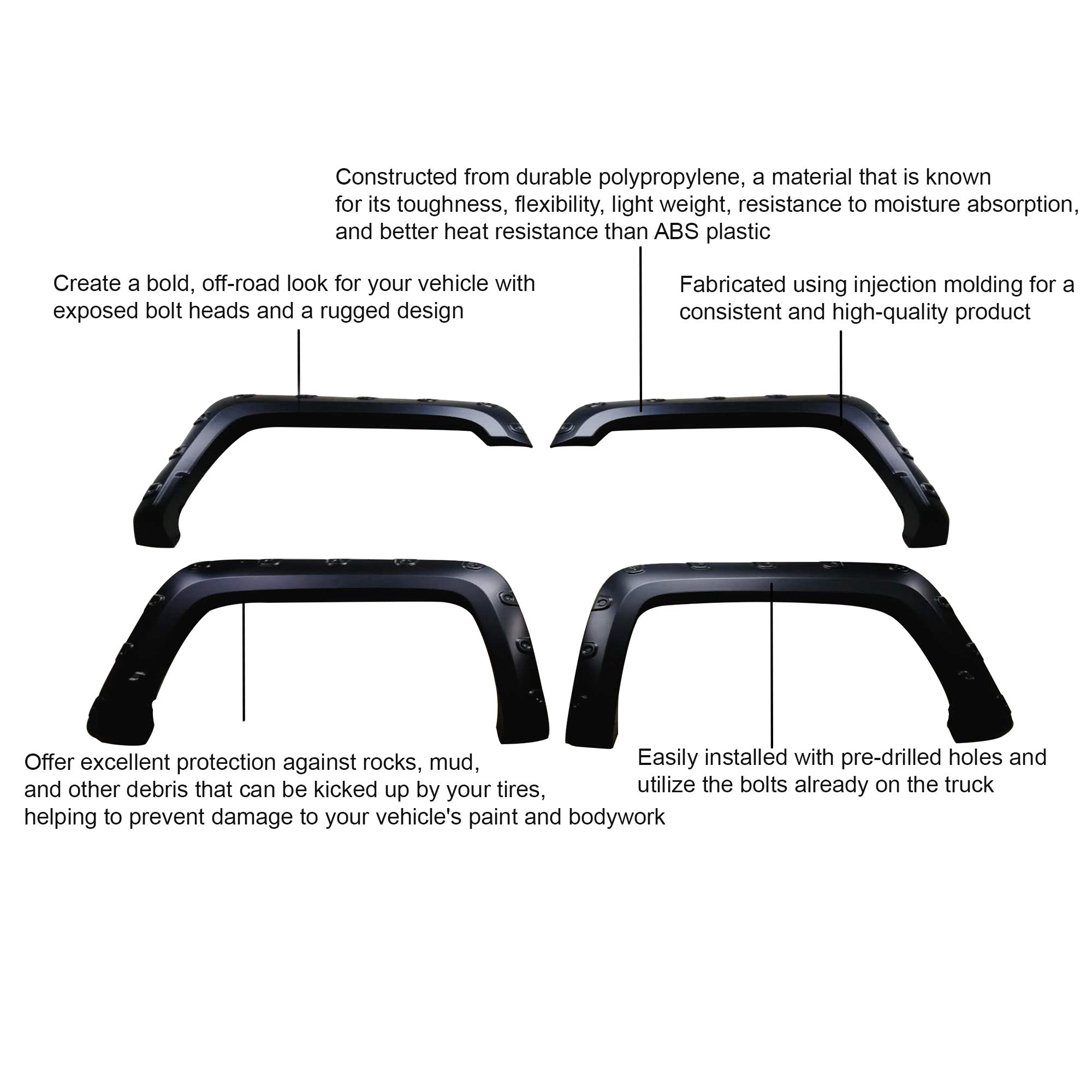 2016-2018 Gmc Sierra 1500 Fender Flares Riveted Style | Black Horse Off Road - Image 2