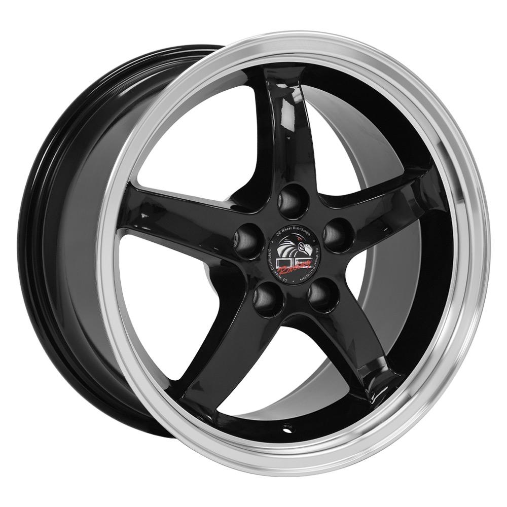 OE Wheels FR04B 17x9 Gloss Black Machined Lip replica wheel