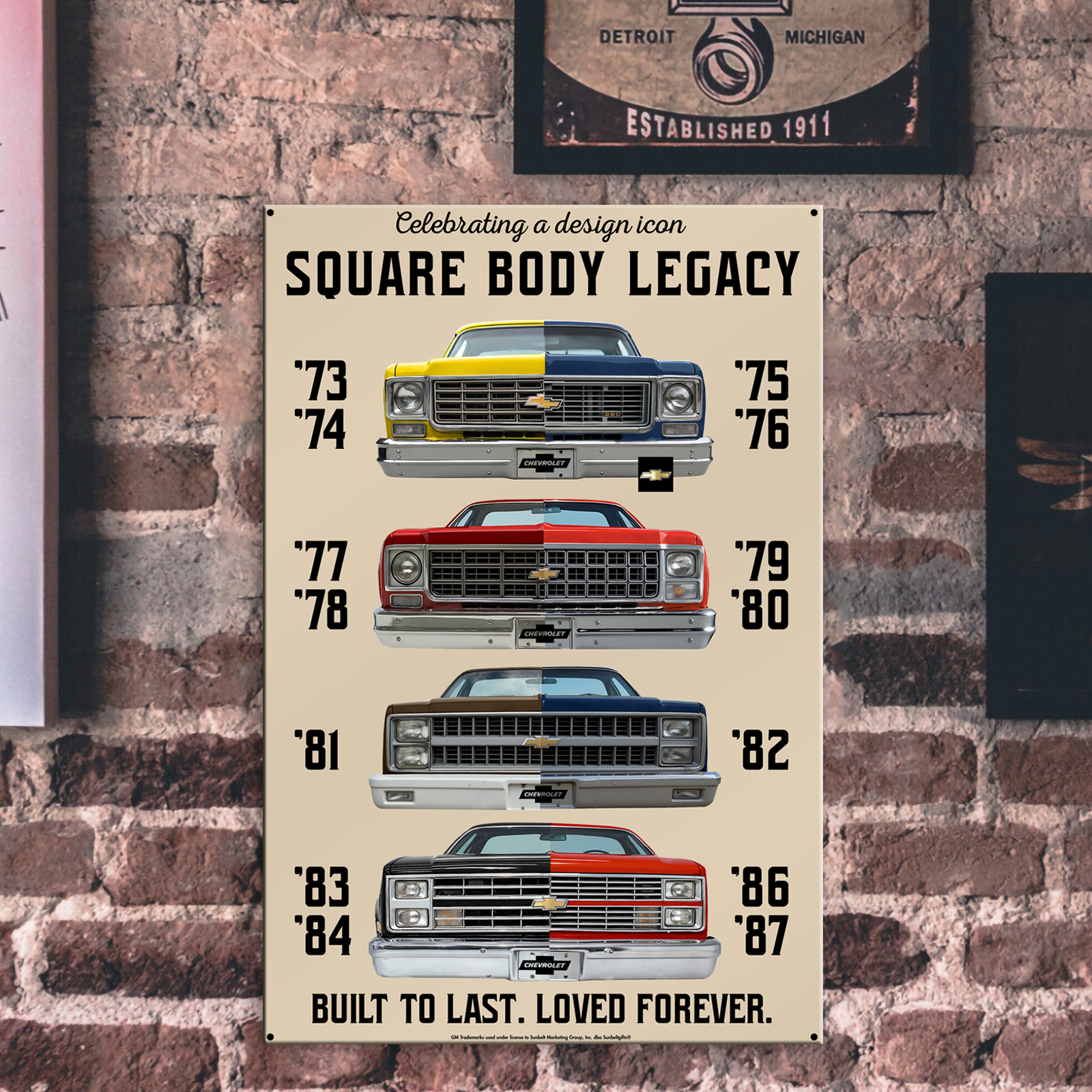 Chevrolet C10 Truck USA‑Made Steel Wall Décor 12” x 18” – Square Body Evolution Sign