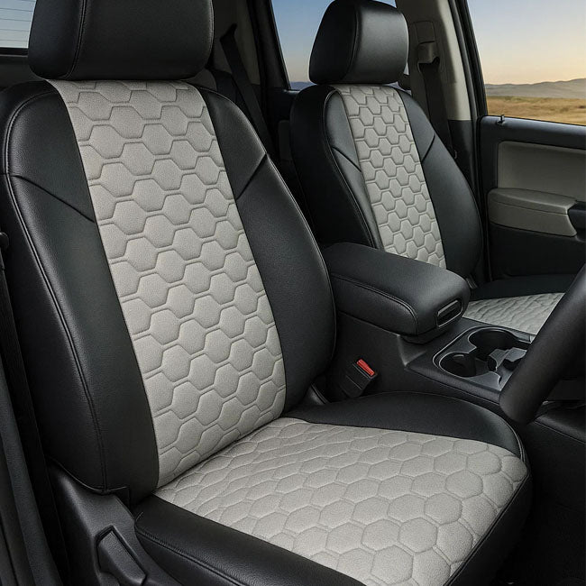 Custom Fit Truck Seat Covers for Ford, Chevy, Ram & Toyota – Faux Leather Honeycomb Quilted | Made in USA