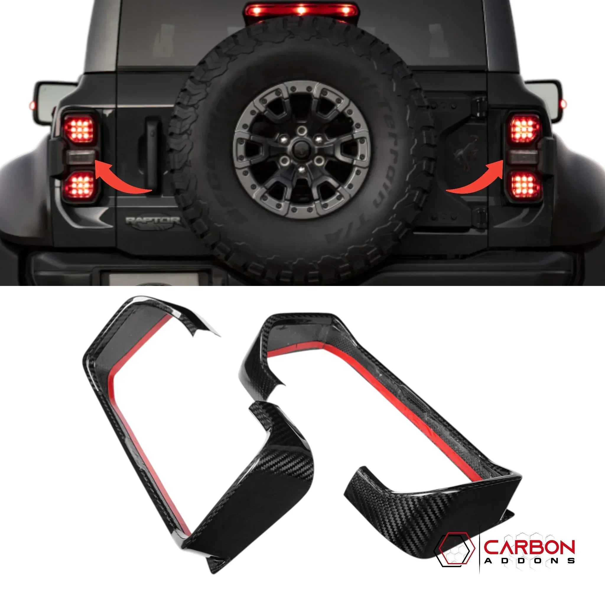 Carbon Fiber Rear Tail Light Trim Bezel Cover For Ford Bronco Raptor | Glossy or Matte