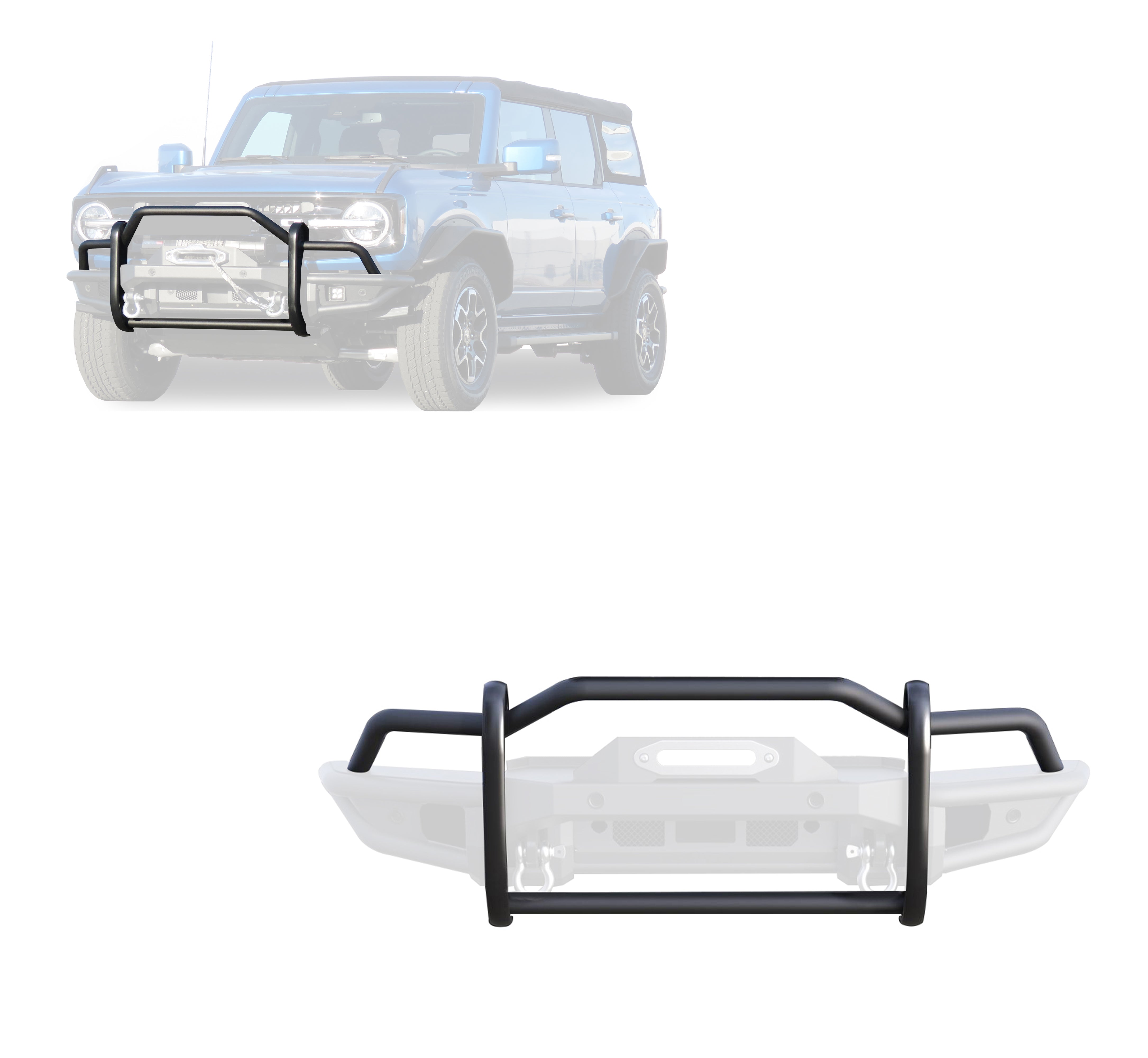 2021-2026 Ford Bronco Tubular Grille Guard Heavy Duty | Black Horse Off Road - Image 1