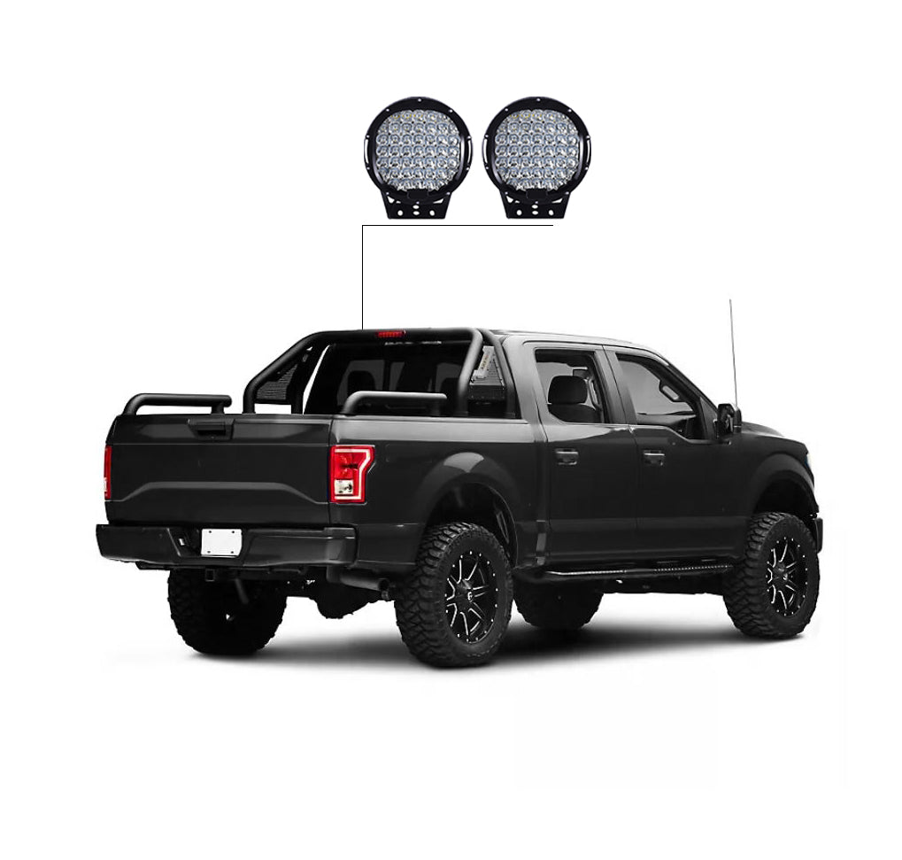 Gladiator Roll Bar Kit Modular W/ Set of 9" Black Round LED Light | Black Horse Off Road - Image 6