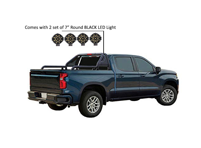 Gladiator Roll Bar Kit Modular Incl. 2 pairs of 7.0"Dia. LED Lights w/ Black Trim Rings w/ Wiring Harness and Switch | Black Horse Off Road - Image 10