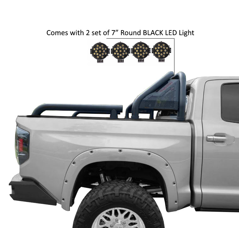 Gladiator Roll Bar Kit Modular Incl. 2 pairs of 7.0"Dia. LED Lights w/ Black Trim Rings w/ Wiring Harness and Switch | Black Horse Off Road - Image 8