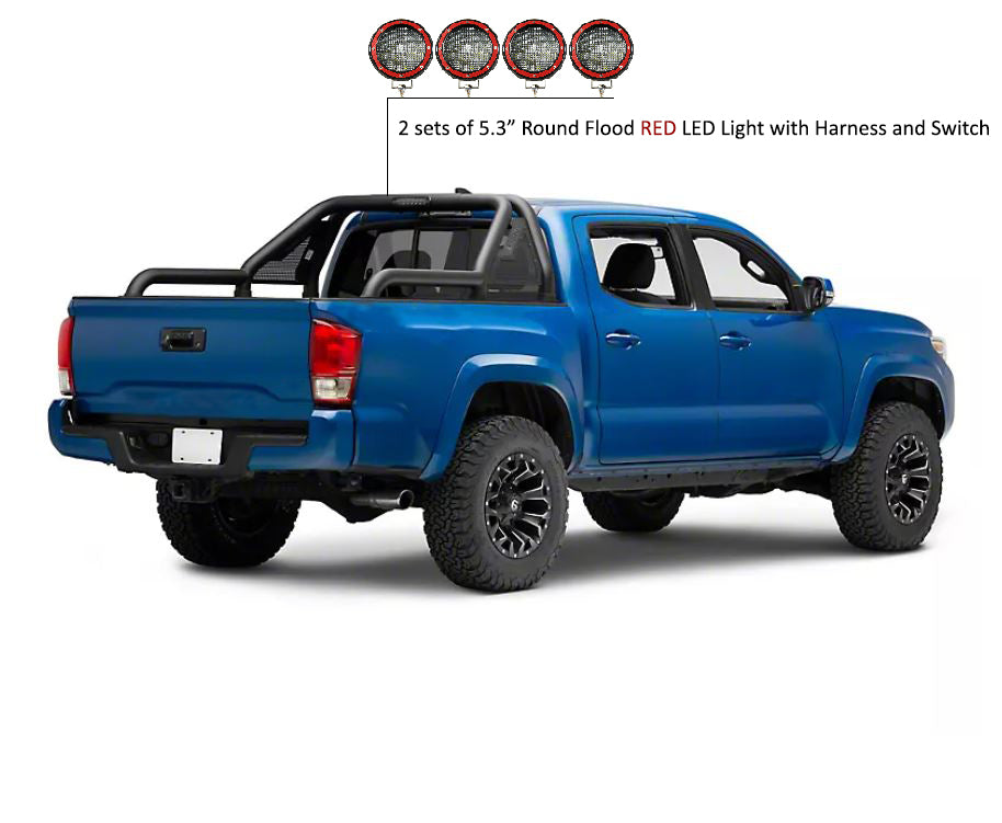 2015-2026 Canyon Gladiator Roll Bar Kit Modular 2 sets of 5.3" Dia. Black LED Flood Lights w/ Harness and Switch | Black Horse Off Road - Image 10
