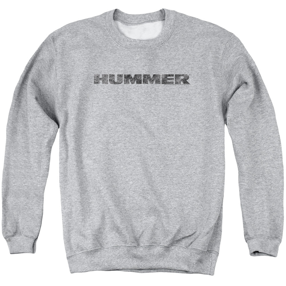 Hummer Distressed Logo Adult Crewneck Sweatshirt Athletic Heather